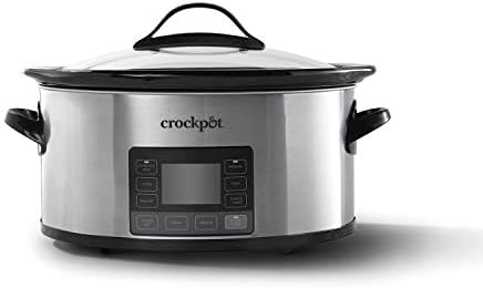 Oval Ceramic Crock-Pot MyTime 6 Quart Programmable Slow Cooker S08D - Stainless Steel Slow Cooker with Locking Lid - Default Title