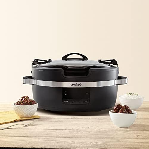 Digital Control Crock-Pot Thermoshield 6 Quart Slow Cooker with Carry Handles S12S - Programmable Slow Cooker with Oval Ceramic Pot Detail