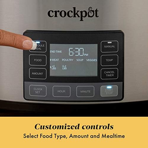 Oval Ceramic Crock-Pot MyTime 6 Quart Programmable Slow Cooker S08D - Stainless Steel Slow Cooker with Locking Lid Detail
