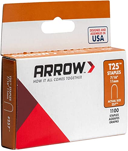 Minimalist Arrow Heavy Duty T25 Round Crown Staples for Cable Essentials