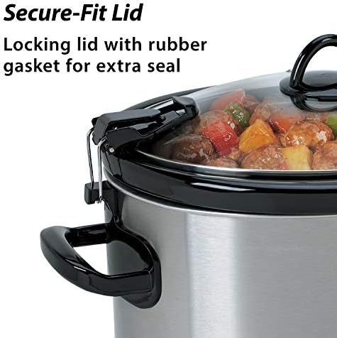 Programmable Crock-Pot Cook & Carry 6 Quart Portable Slow Cooker S07N - Stainless Steel Slow Cooker with Locking Lid Detail