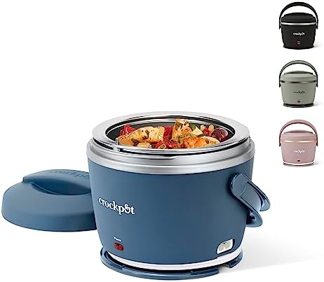 Portable Electric Crock-Pot Electric Lunch Box Food Warmer 20oz – Faded Blue S22V - Leak-Proof Heated Bento Box Lunch Warmer - Faded Blue