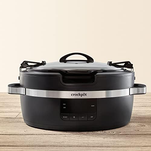 Digital Control Crock-Pot Thermoshield 6 Quart Slow Cooker with Carry Handles S12S - Programmable Slow Cooker with Oval Ceramic Pot Detail