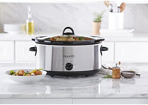 Large Capacity Crock-Pot 7 Quart Oval Manual Slow Cooker – Stainless Steel S29K - Stainless Steel Slow Cooker with Locking Lid Detail