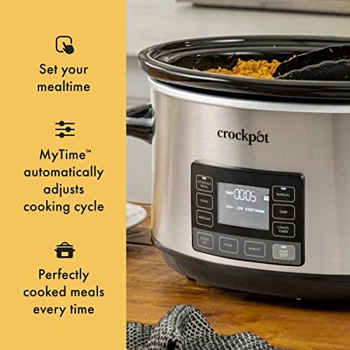 Programmable Crock-Pot 7 Quart Portable Programmable Slow Cooker with Timer S27U - Stainless Steel Slow Cooker with Locking Lid Detail