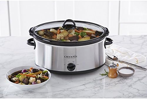 Large Capacity Crock-Pot 7 Quart Oval Manual Slow Cooker – Stainless Steel S29K - Stainless Steel Slow Cooker with Locking Lid Detail