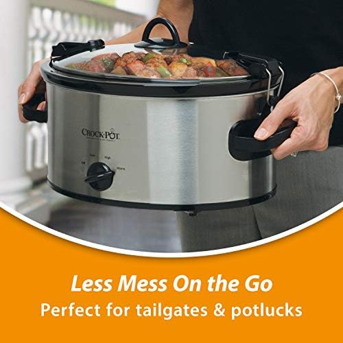 Programmable Crock-Pot Cook & Carry 6 Quart Portable Slow Cooker S07N - Stainless Steel Slow Cooker with Locking Lid Detail
