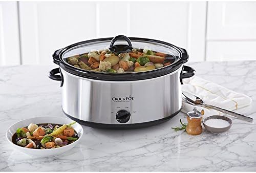 Large Capacity Crock-Pot 7 Quart Oval Manual Slow Cooker – Stainless Steel S29K - Stainless Steel Slow Cooker with Locking Lid Detail