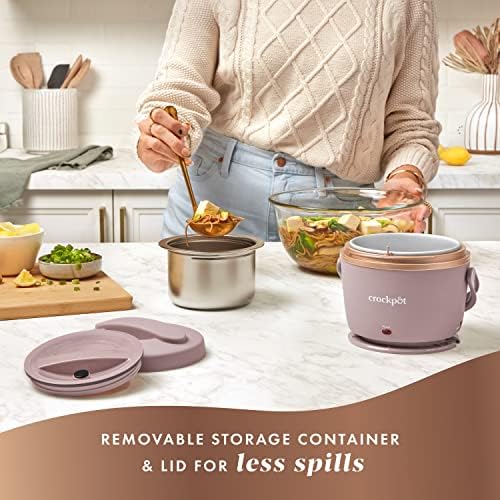 Portable Electric Crock-Pot Electric Lunch Box Food Warmer 20oz – Blush Pink S18G - Leak-Proof Heated Bento Box Lunch Warmer Detail