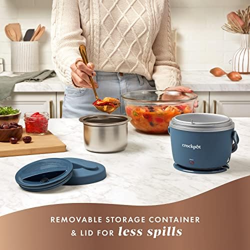 Portable Electric Crock-Pot Electric Lunch Box Food Warmer 20oz – Faded Blue S22V - Leak-Proof Heated Bento Box Lunch Warmer Detail