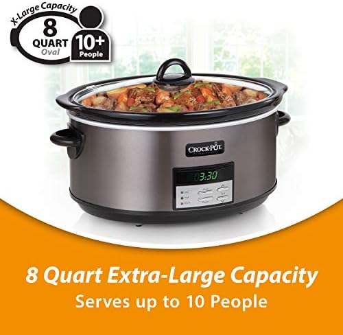 Digital Control Crock-Pot 8 Quart Programmable Slow Cooker with Auto Warm S28G - Programmable Slow Cooker with Oval Ceramic Pot Detail