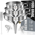 Minimalist Stainless Steel Funnel, Walfos 3 Pack Kitchen Funnel