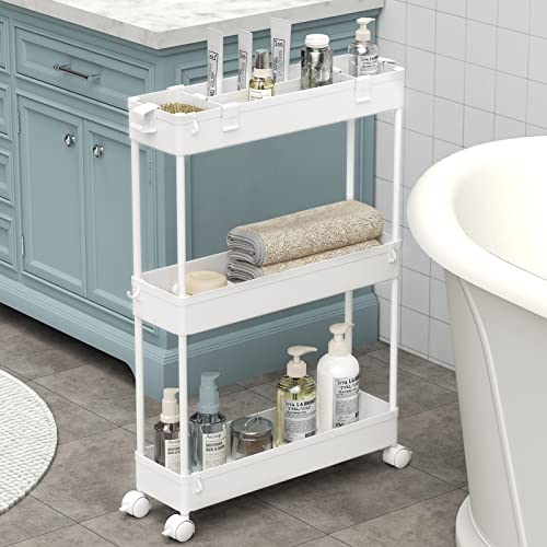 Minimalist SPACELEAD Slim Storage Cart 3 Tier,Bathroom Organizer Essentials